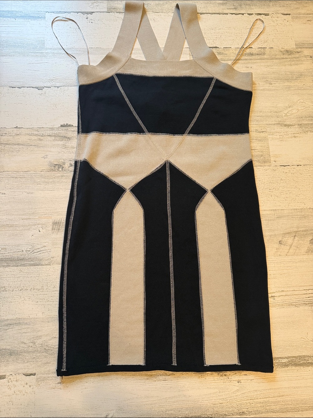 NWT.  H&M.  Beige and Black Colorblock Knit Dress - Women